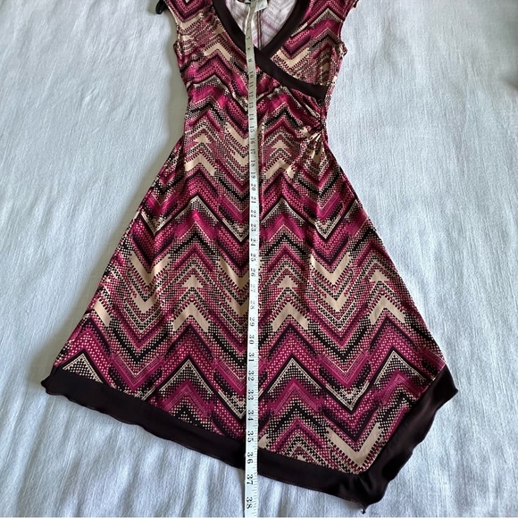 Vintage La Belle Dress Womens Medium Chevron V Neck Stretch Slinky Retro USA - Picture 4 of 10